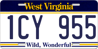 WV license plate 1CY955