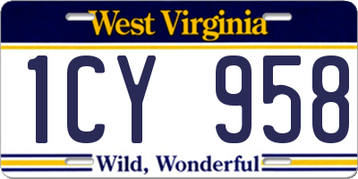 WV license plate 1CY958