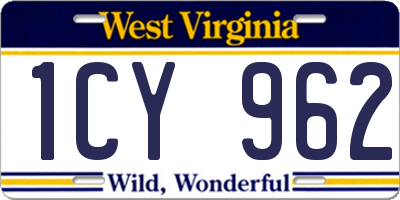 WV license plate 1CY962