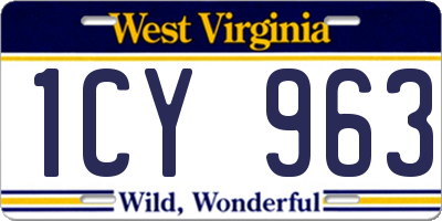 WV license plate 1CY963