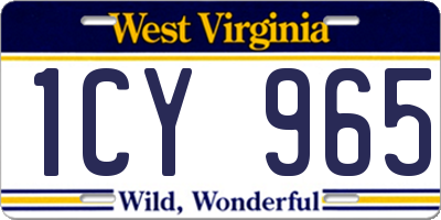WV license plate 1CY965