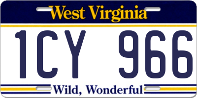 WV license plate 1CY966