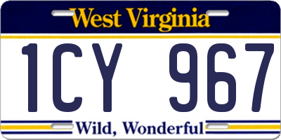 WV license plate 1CY967