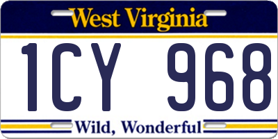 WV license plate 1CY968