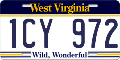 WV license plate 1CY972