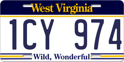 WV license plate 1CY974