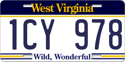 WV license plate 1CY978