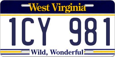 WV license plate 1CY981