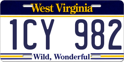 WV license plate 1CY982