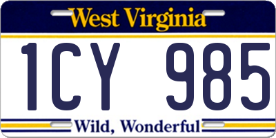 WV license plate 1CY985
