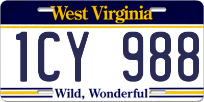 WV license plate 1CY988