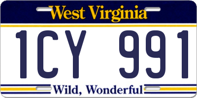 WV license plate 1CY991
