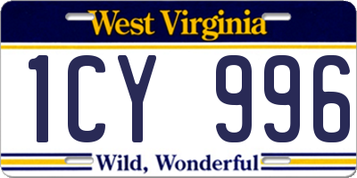 WV license plate 1CY996