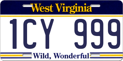 WV license plate 1CY999