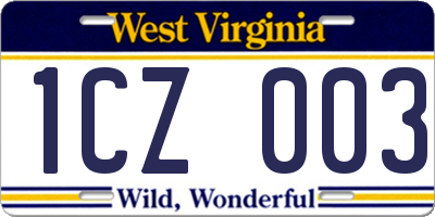 WV license plate 1CZ003