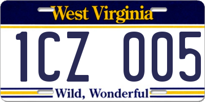 WV license plate 1CZ005