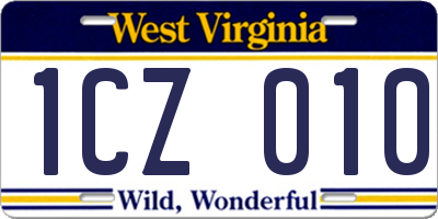 WV license plate 1CZ010