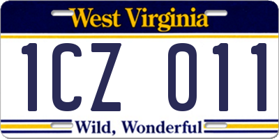 WV license plate 1CZ011