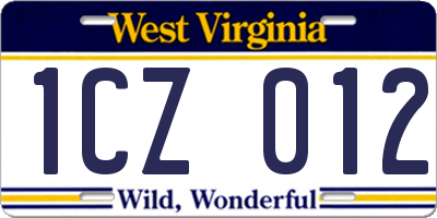 WV license plate 1CZ012