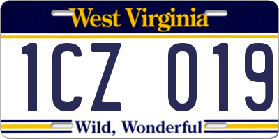 WV license plate 1CZ019