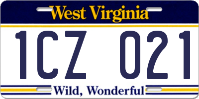 WV license plate 1CZ021