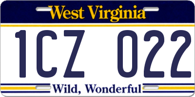 WV license plate 1CZ022
