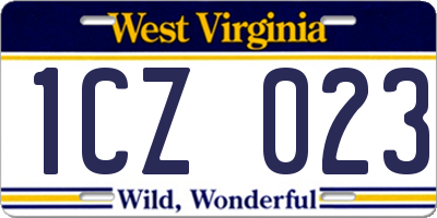 WV license plate 1CZ023