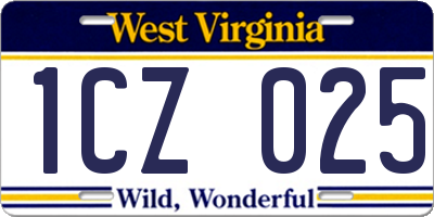 WV license plate 1CZ025