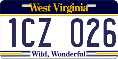 WV license plate 1CZ026