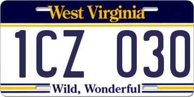 WV license plate 1CZ030