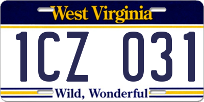WV license plate 1CZ031