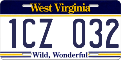 WV license plate 1CZ032