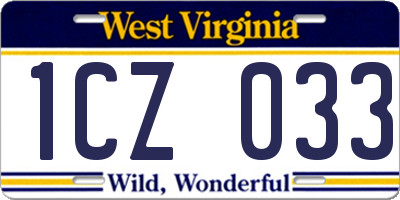 WV license plate 1CZ033