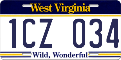 WV license plate 1CZ034