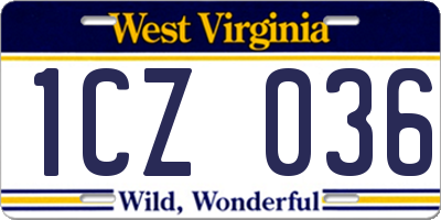 WV license plate 1CZ036