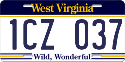WV license plate 1CZ037