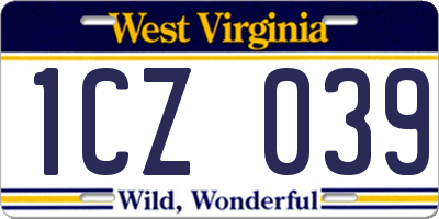 WV license plate 1CZ039