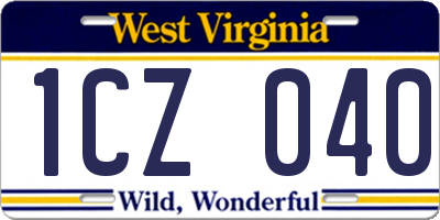 WV license plate 1CZ040