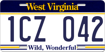 WV license plate 1CZ042