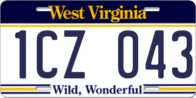 WV license plate 1CZ043
