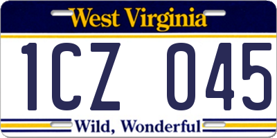 WV license plate 1CZ045