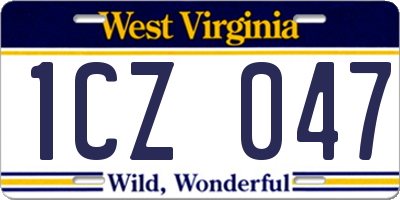 WV license plate 1CZ047