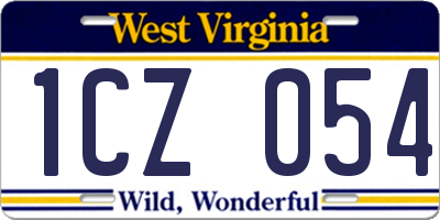 WV license plate 1CZ054