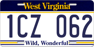 WV license plate 1CZ062