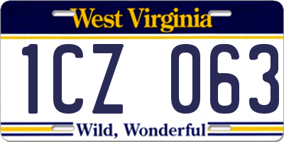 WV license plate 1CZ063