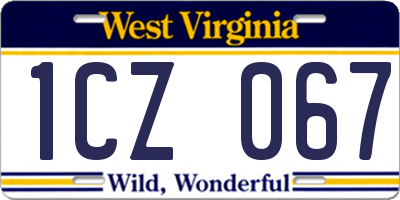 WV license plate 1CZ067