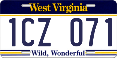 WV license plate 1CZ071