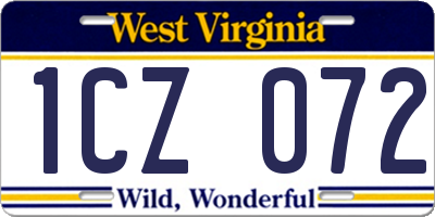 WV license plate 1CZ072
