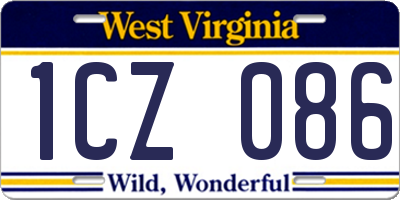 WV license plate 1CZ086