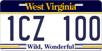 WV license plate 1CZ100